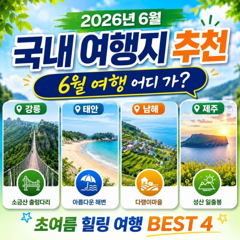 2026년 6월 국내 여행지 추천 – 현충일 활용하는 가족 여행 완벽 가이드