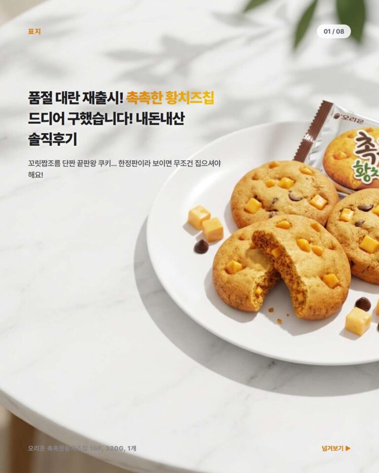 품절 대란 재출시! 오리온 촉촉한 황치즈칩 내돈내산 솔직 후기