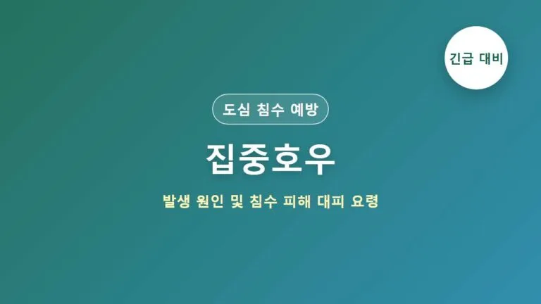 집중호우 발생 원인 및 침수 피해 예방 대피 요령