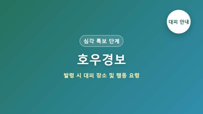 호우경보 발령 시 대피 장소 및 긴급 행동 요령
