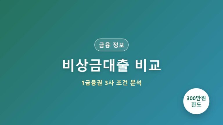 1금융권 비상금대출 3사 조건 비교 (카카오뱅크, 토스, 케이뱅크 한도 금리)