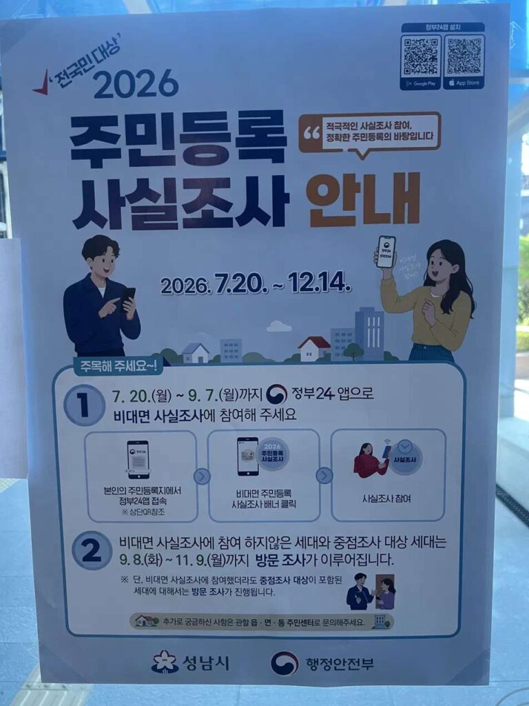 성남시 주민등록 사실조사 안내문 실제로 봤어요, 비대면 참여 이렇게 하세요