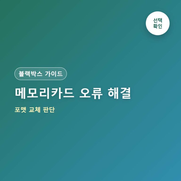 지넷 블랙박스 메모리카드 오류 해결