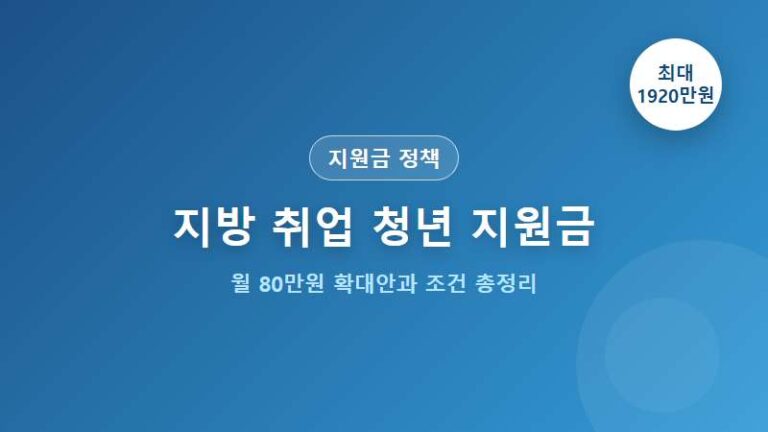 지방 취업하면 월 80만원? 청년들이 꼭 알아둘 지원금 변화
