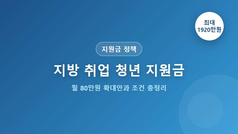 지방 취업하면 월 80만원? 청년들이 꼭 알아둘 지원금 변화