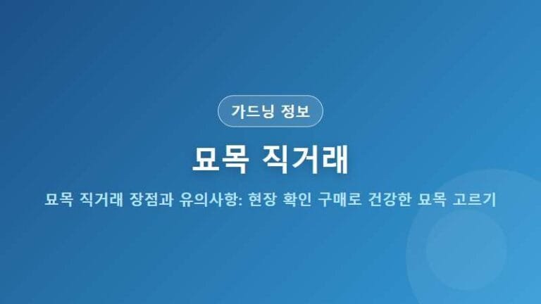 묘목 직거래 장점과 유의사항: 현장 확인 구매로 건강한 묘목 고르기