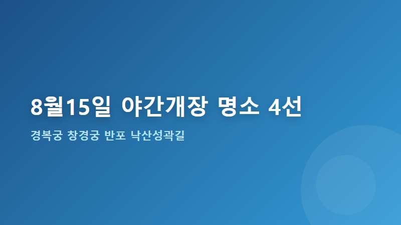 8월 15일 야간 개장 가볼만한 곳 서울의 밤을 소유하는 4가지 완벽한 방법