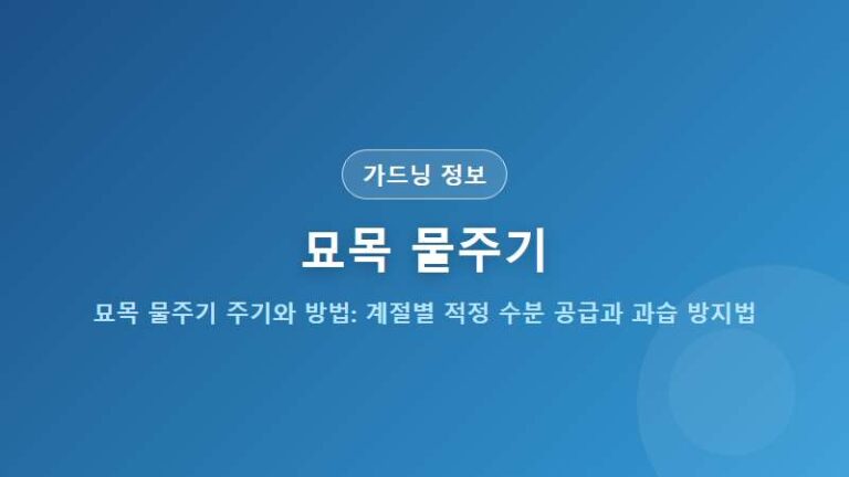 묘목 물주기 주기와 방법: 계절별 적정 수분 공급과 과습 방지법