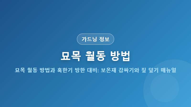묘목 월동 방법과 혹한기 방한 대비: 보온재 감싸기와 짚 덮기 매뉴얼